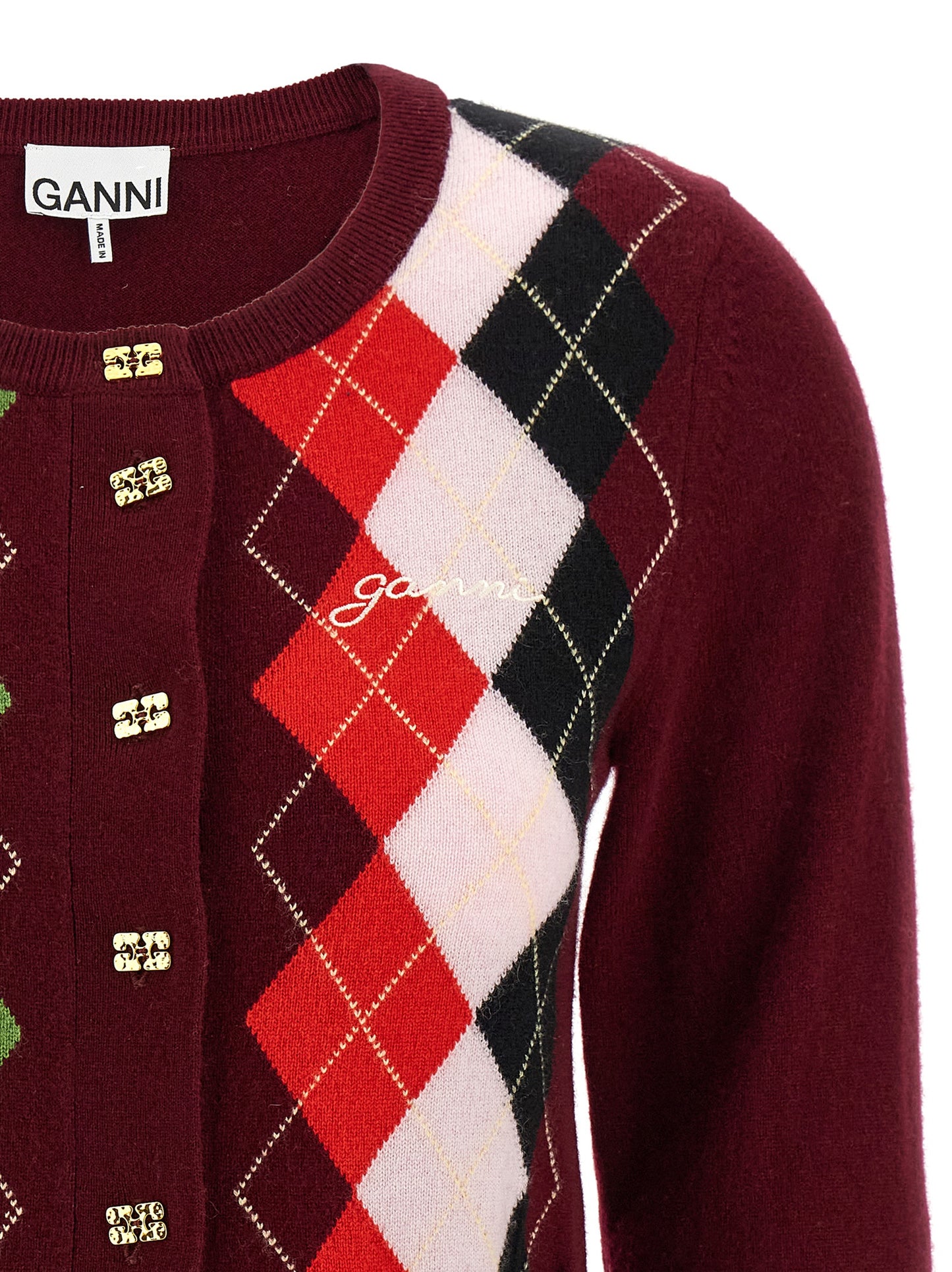 'Burgundy Check' cardigan Sweater, cardigans