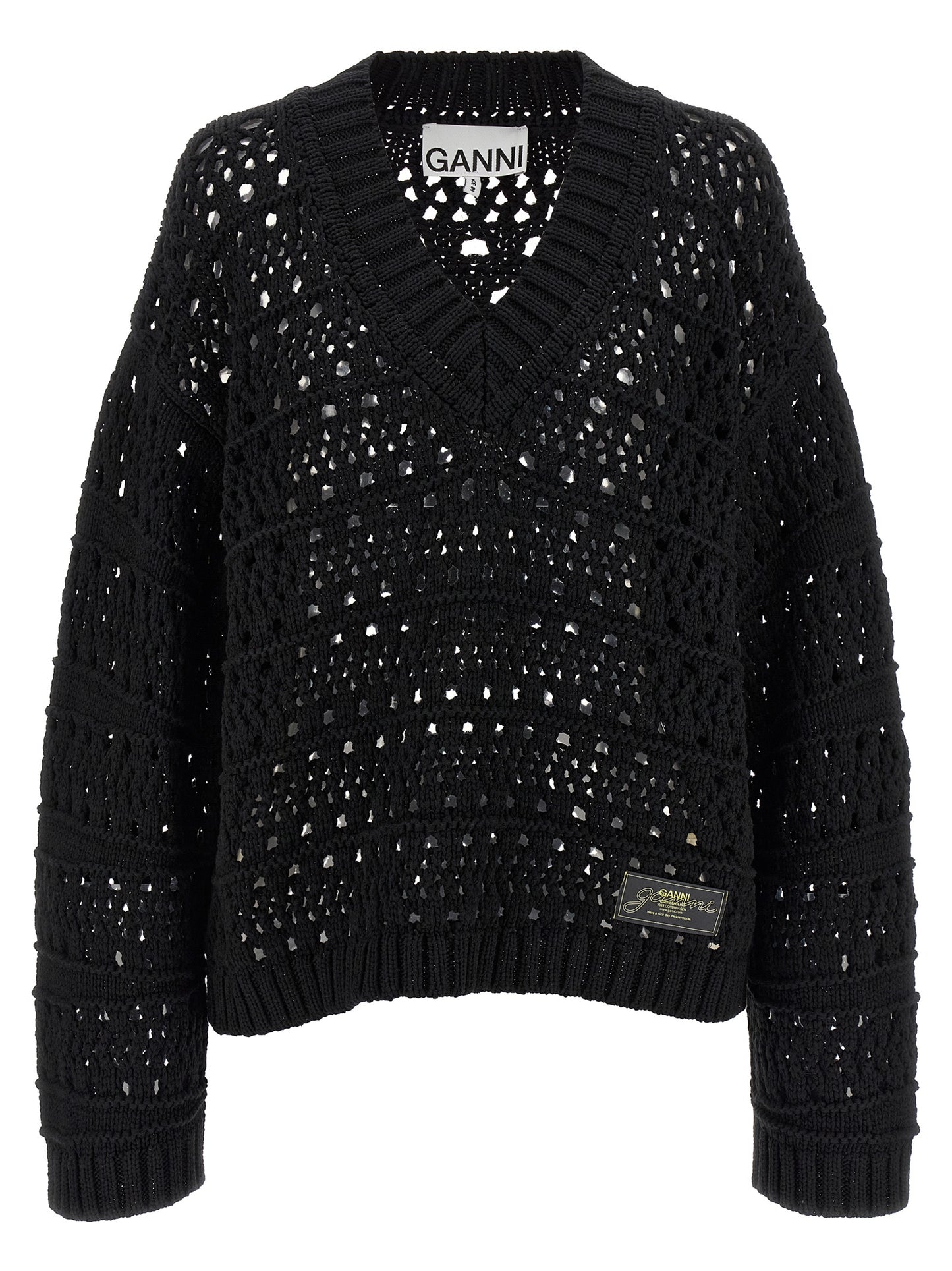 'Black Crochet V-neck' sweater Sweater, cardigans