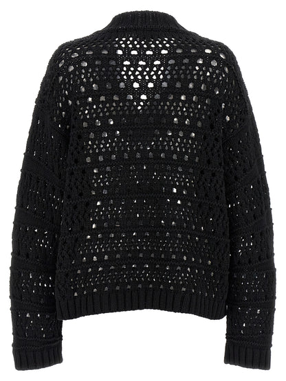 'Black Crochet V-neck' sweater Sweater, cardigans