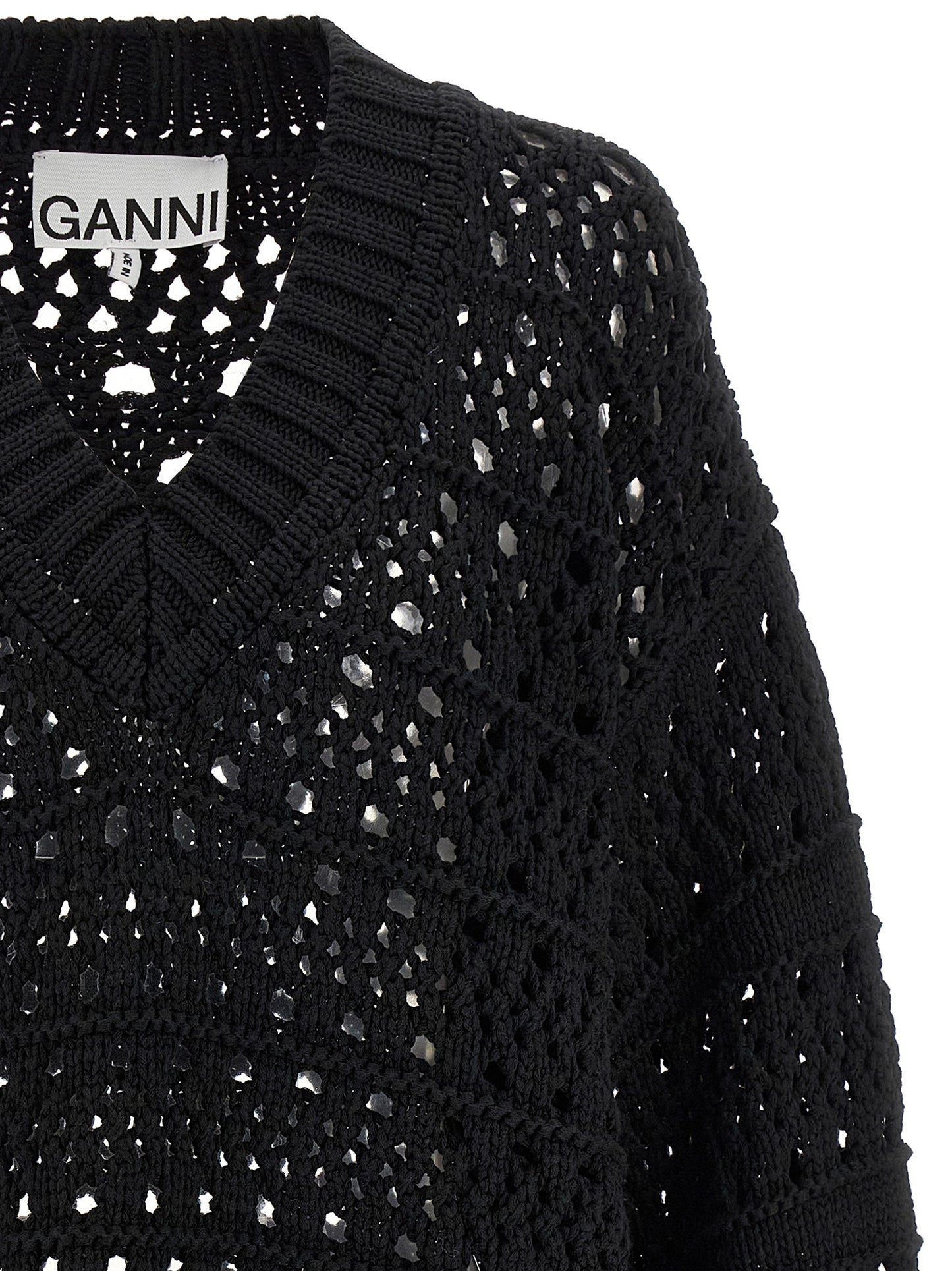'Black Crochet V-neck' sweater Sweater, cardigans
