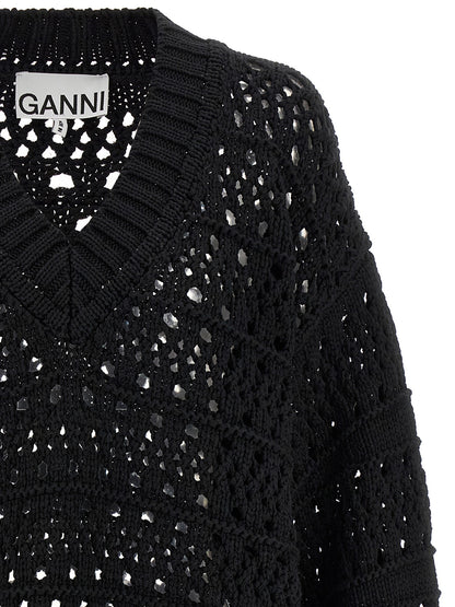 'Black Crochet V-neck' sweater Sweater, cardigans