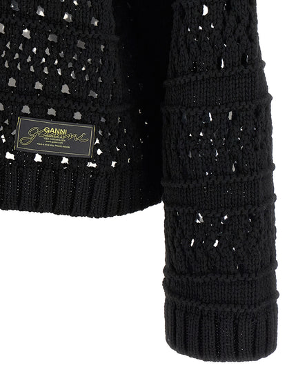 'Black Crochet V-neck' sweater Sweater, cardigans