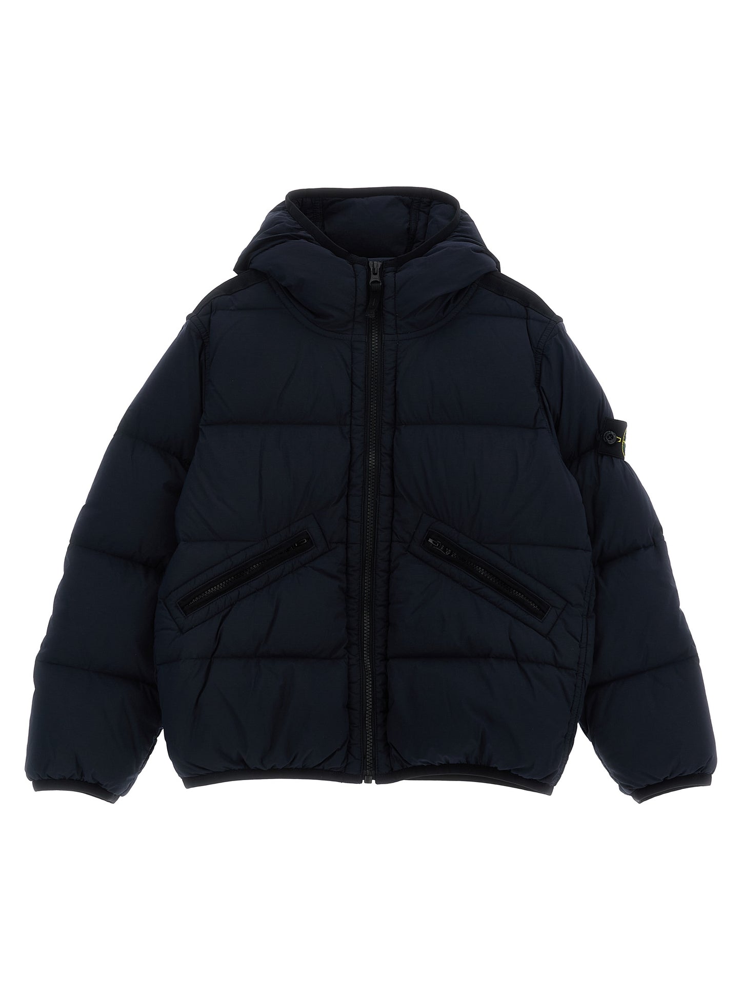 Logo patch hooded down jacket Down jacket, Parka, Casual jackets