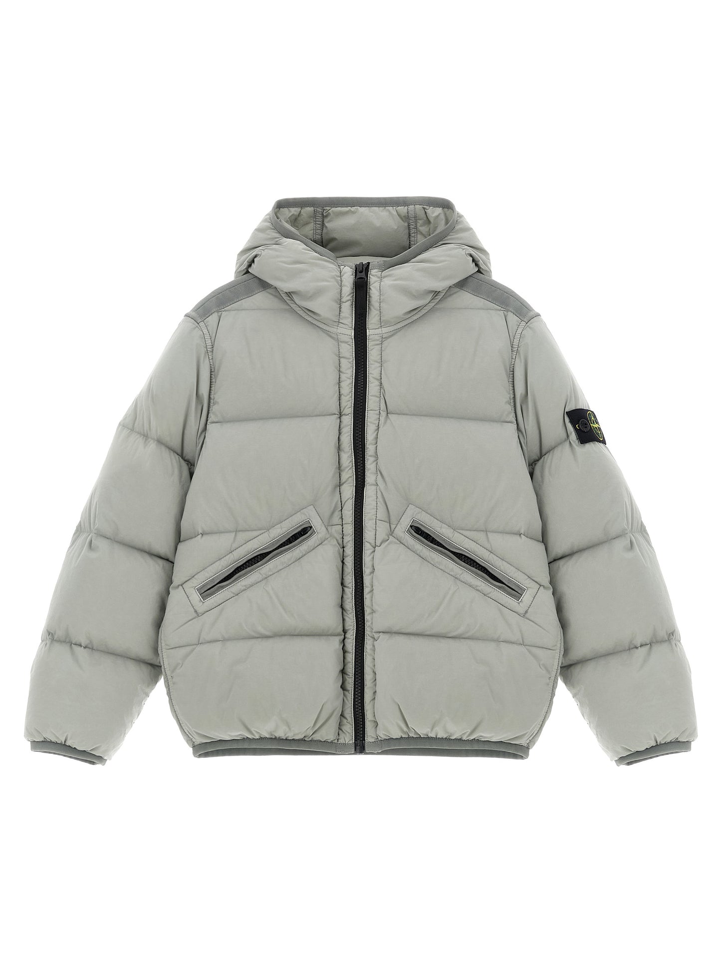 Logo patch hooded down jacket Down jacket, Parka, Casual jackets