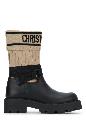 Christian Dior Stivale medio beige e nero logo nero