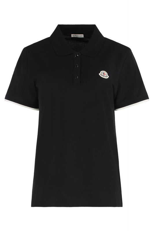 Moncler Pique cotton polo with logo