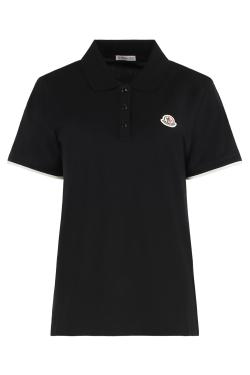 Moncler Pique cotton polo with logo