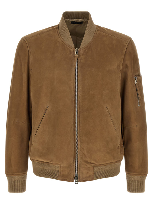 Suede bomber jacket Down jacket, Parka, Casual jackets
