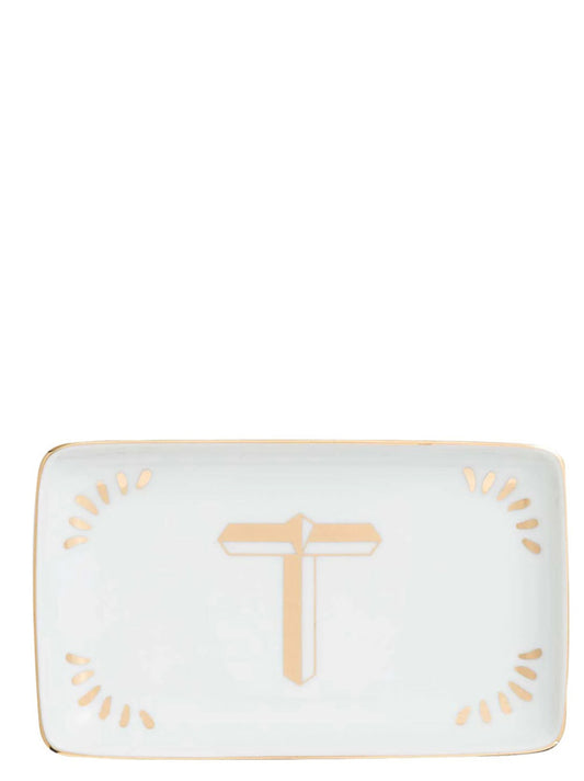 Rectangular letter 'T' valet tray Empty pocket accessories
