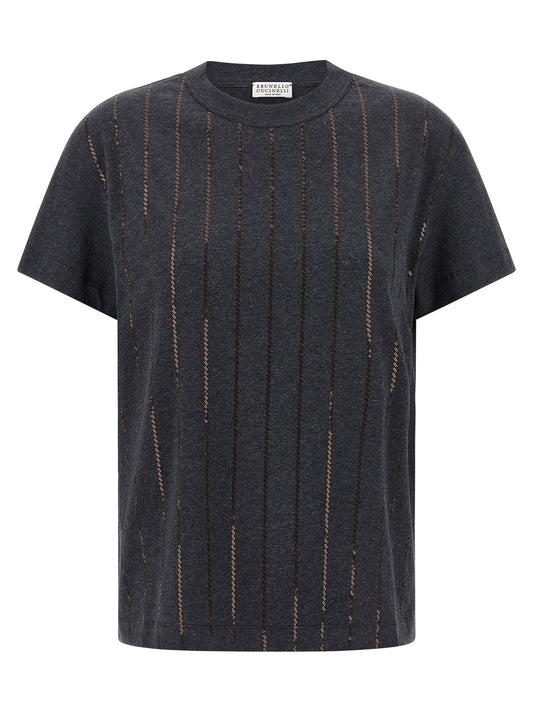 'Dazzling Chalk Stripe Embroidery' T-shirt T-shirt
