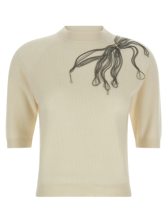 'Shiny Flower Embroidery' sweater Sweater, cardigans