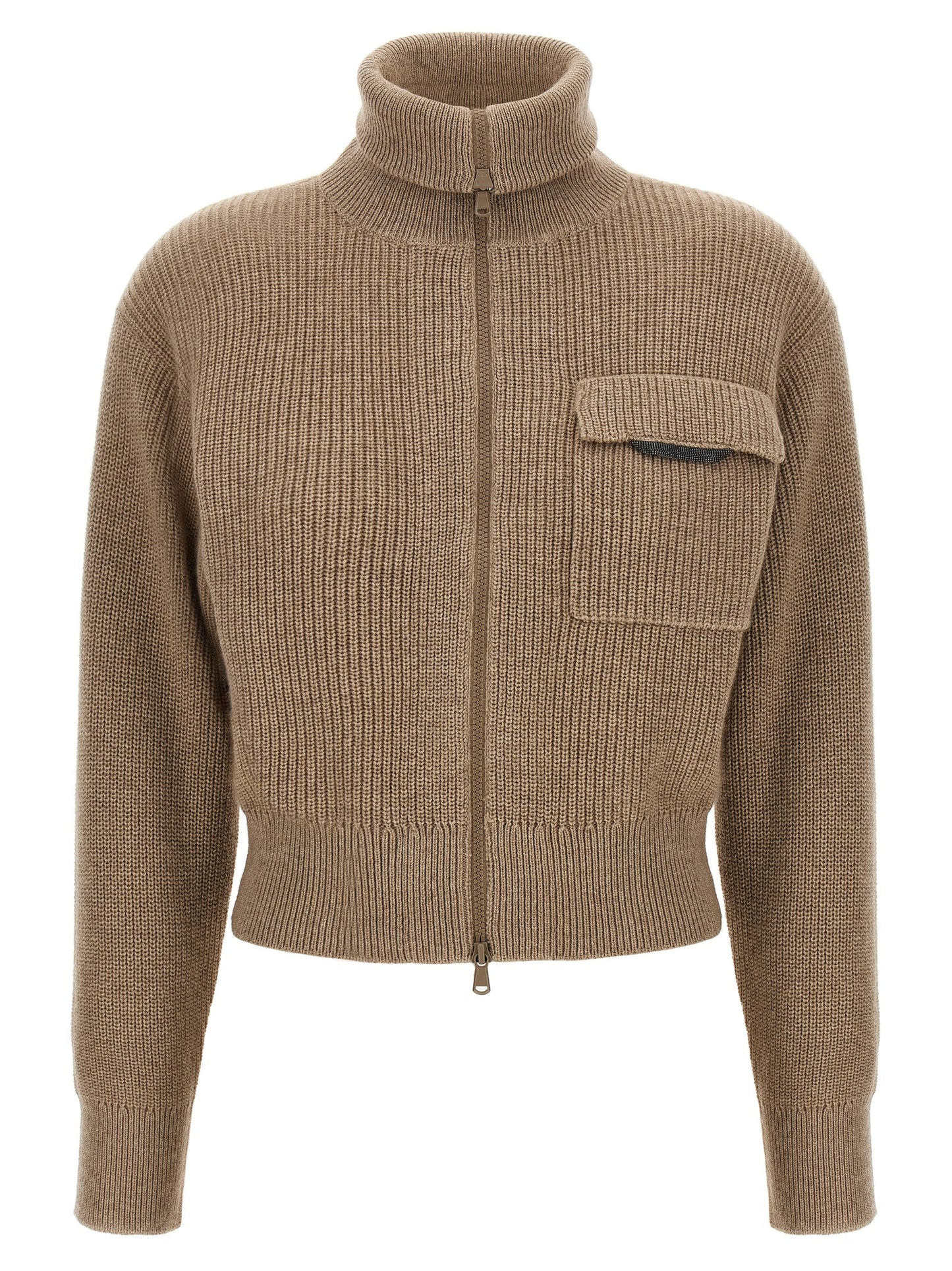 'Shiny Flap Detail' cropped cardigan Sweater, cardigans