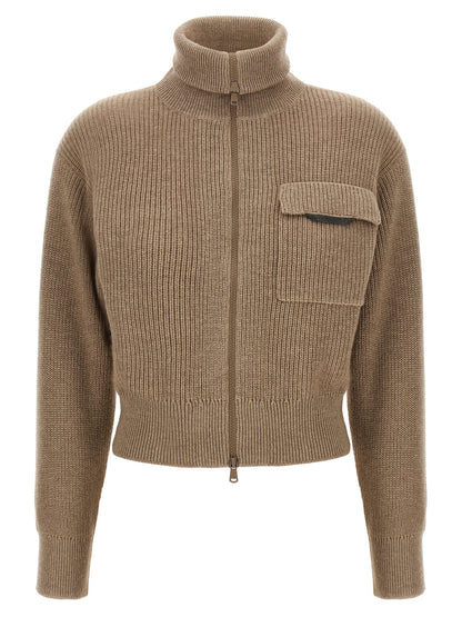 'Shiny Flap Detail' cropped cardigan Sweater, cardigans