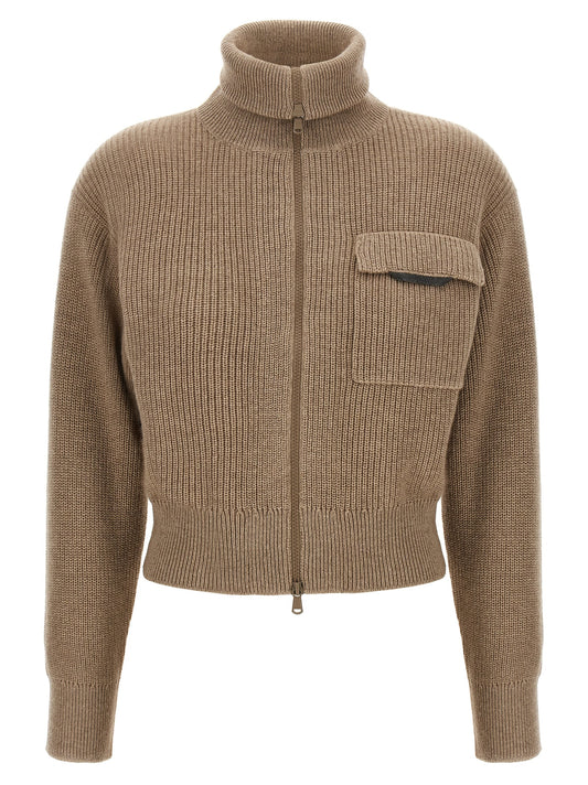 'Shiny Flap Detail' cropped cardigan Sweater, cardigans