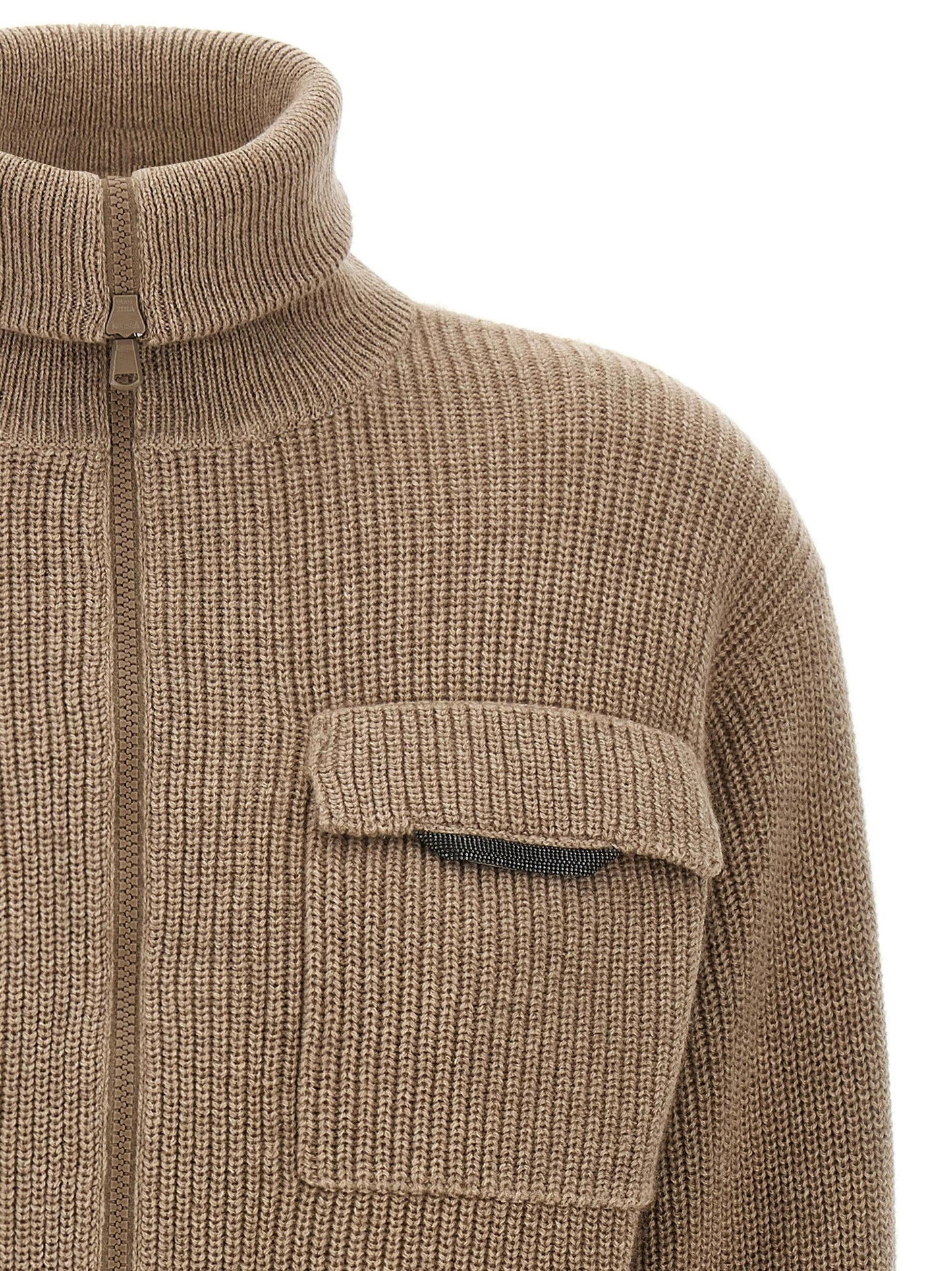 'Shiny Flap Detail' cropped cardigan Sweater, cardigans