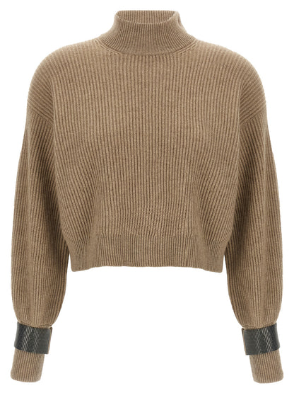 Monile crop cuff sweater Sweater, cardigans