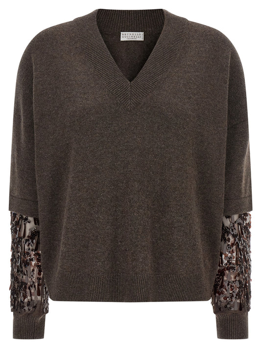 Sequin sleeve sweater Sweater, cardigans