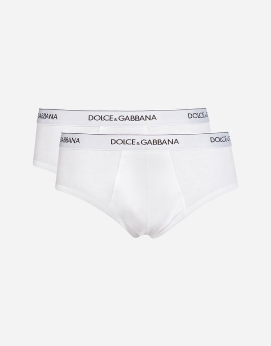Dolce & Gabbana Set of two cotton briefs with logoed elastic band