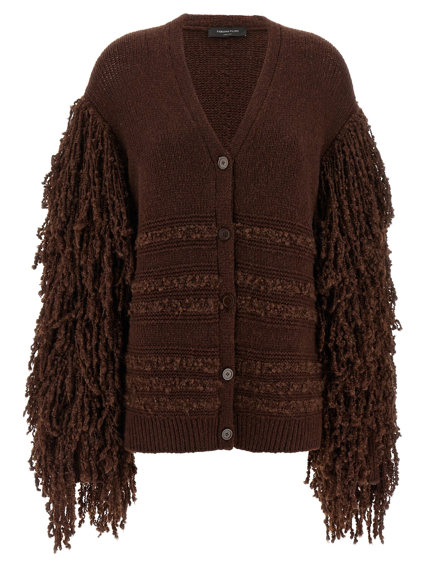 Bouclé fringed cardigan Sweater, cardigans