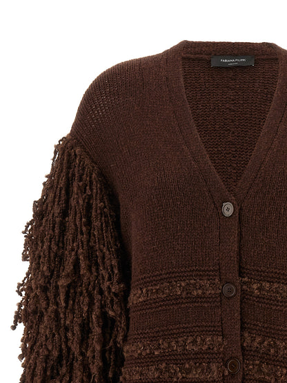 Bouclé fringed cardigan Sweater, cardigans
