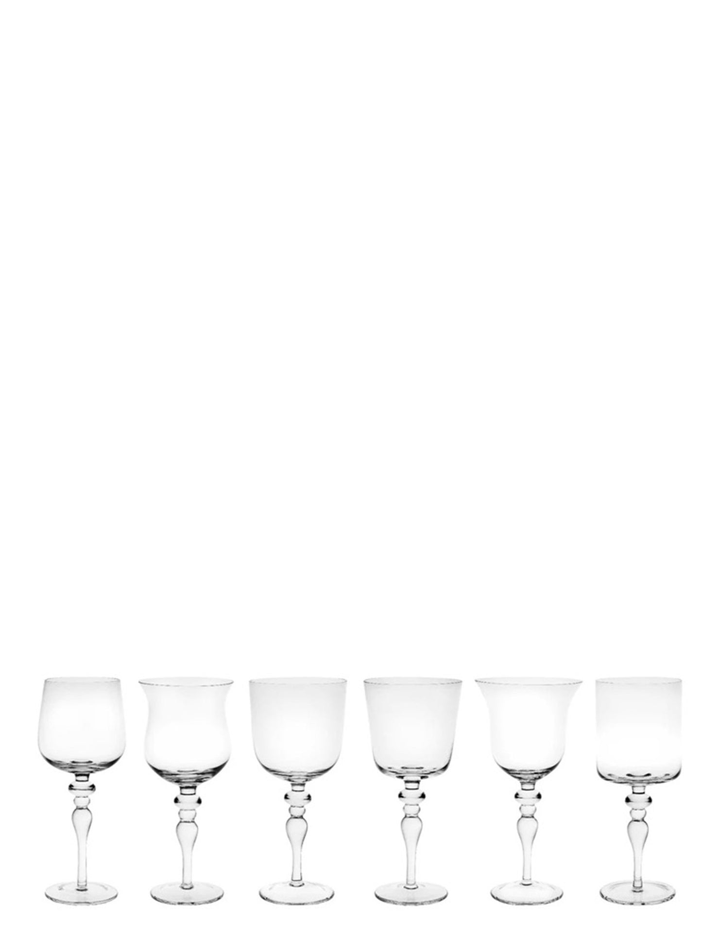 Set of 6 Goblets Assorted Shapes Glasses and bottles