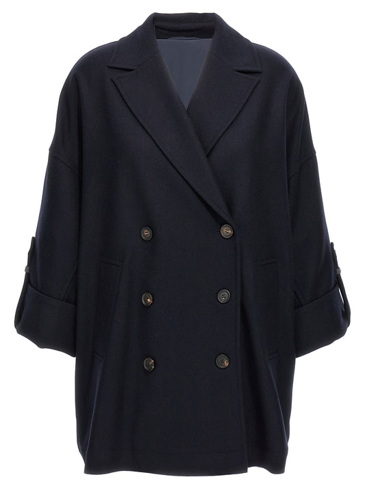 'Shiny Cuff Details' caban coat Coats, trench coats