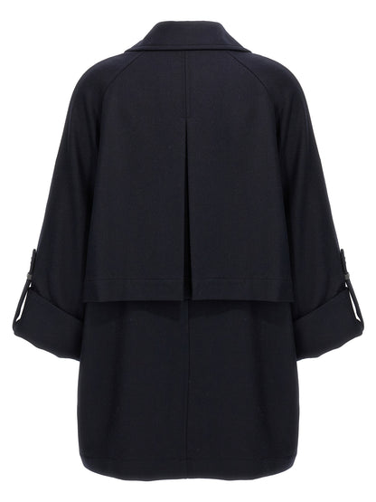 'Shiny Cuff Details' caban coat Coats, trench coats