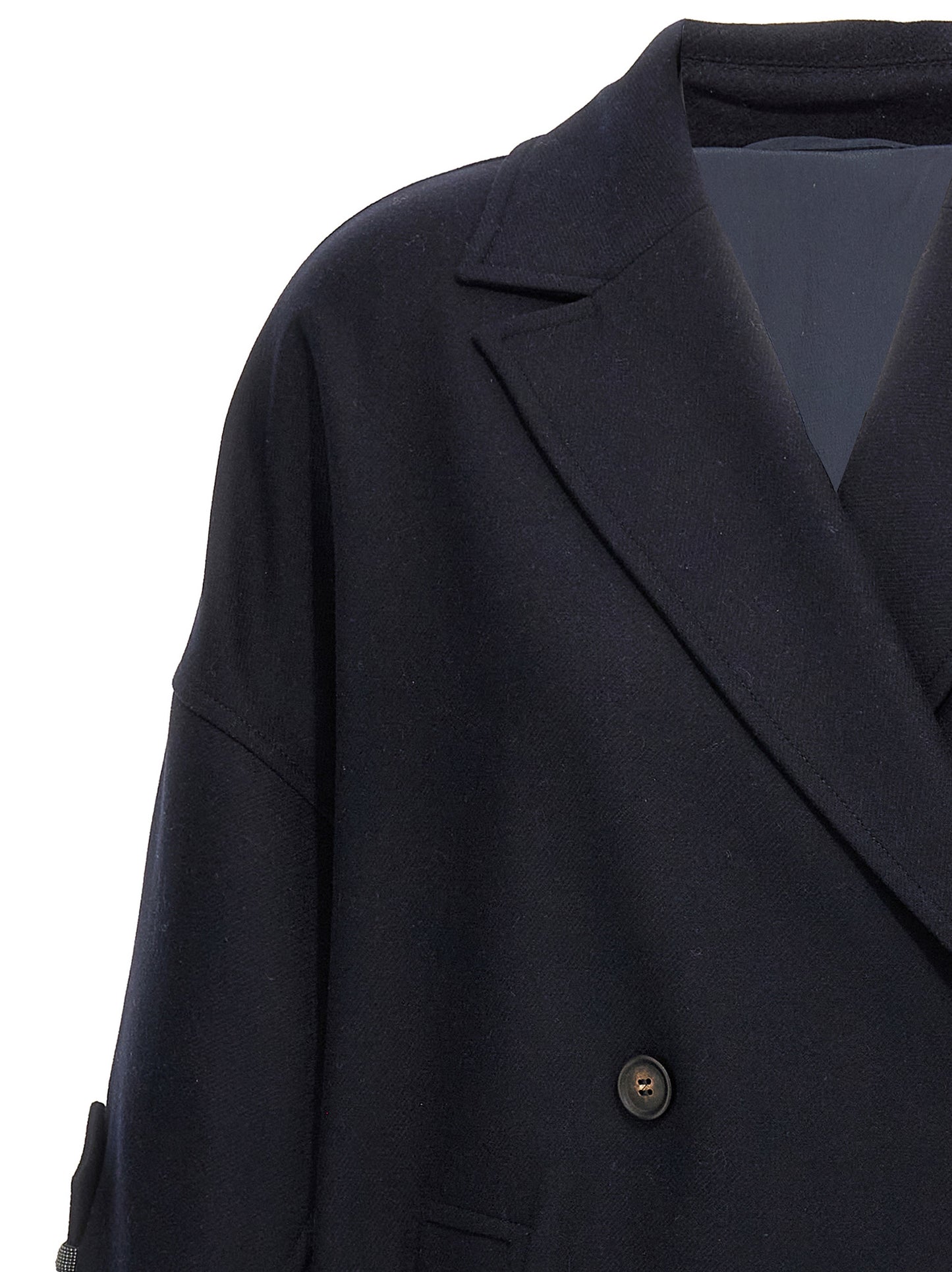 'Shiny Cuff Details' caban coat Coats, trench coats