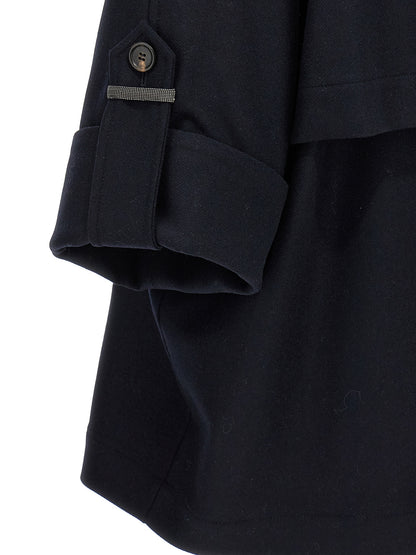 'Shiny Cuff Details' caban coat Coats, trench coats
