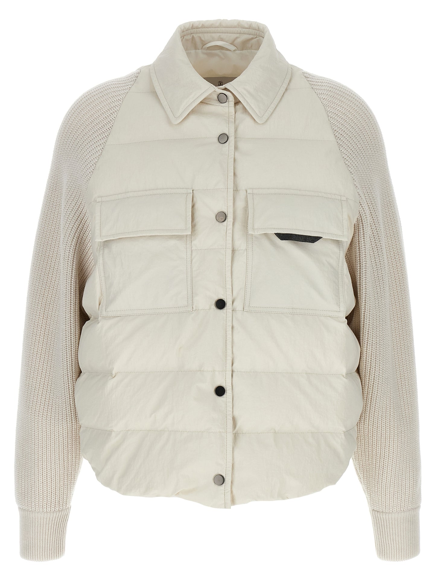 Two-material 'Shiny Flap Detail' down jacket Casual jackets, parka