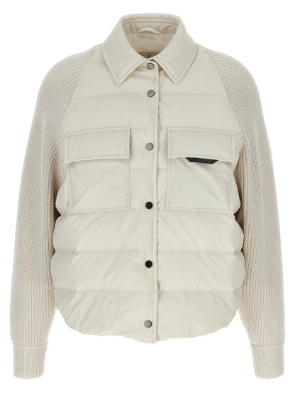 Two-material 'Shiny Flap Detail' down jacket Casual jackets, parka