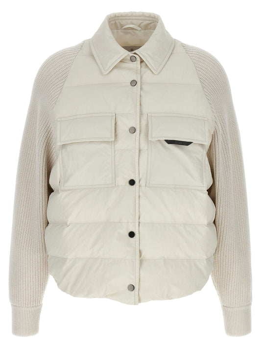 Two-material 'Shiny Flap Detail' down jacket Casual jackets, parka