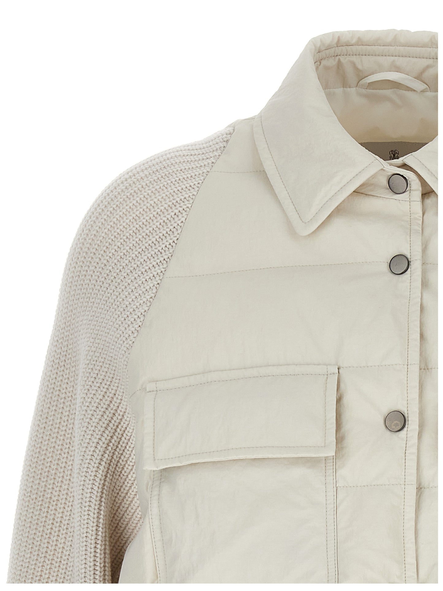 Two-material 'Shiny Flap Detail' down jacket Casual jackets, parka