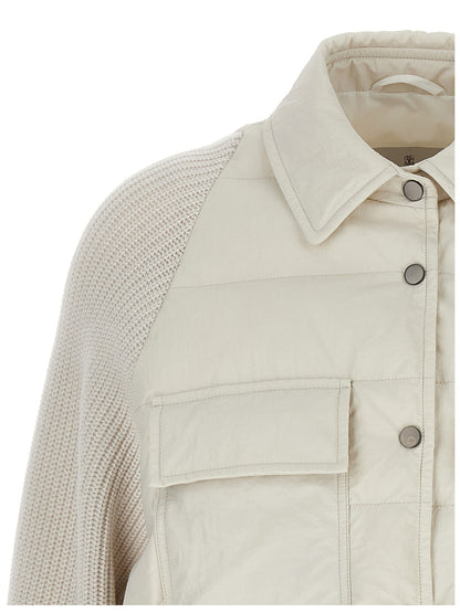 Two-material 'Shiny Flap Detail' down jacket Casual jackets, parka