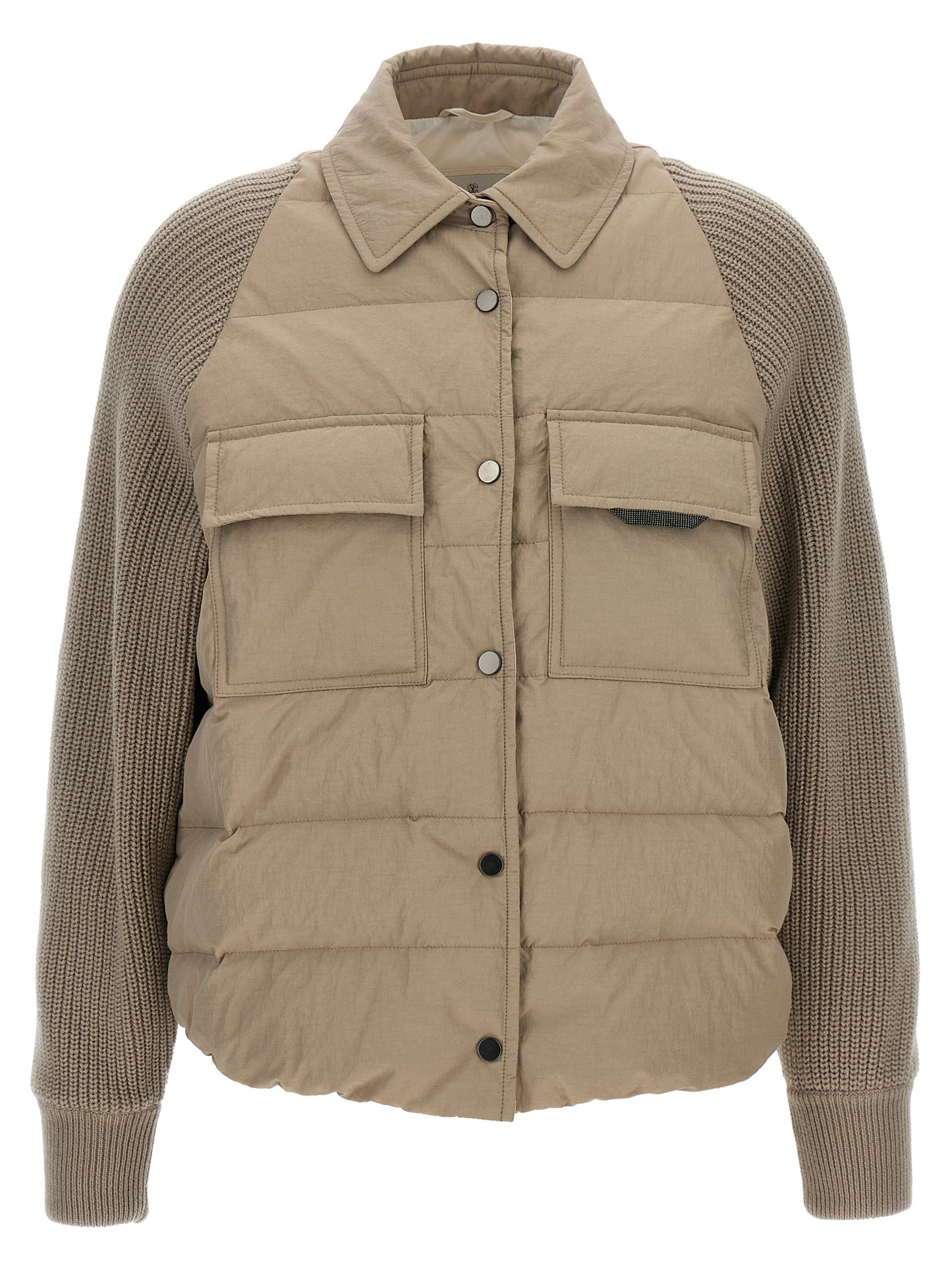 Two-material 'Shiny Flap Detail' down jacket Casual jackets, parka
