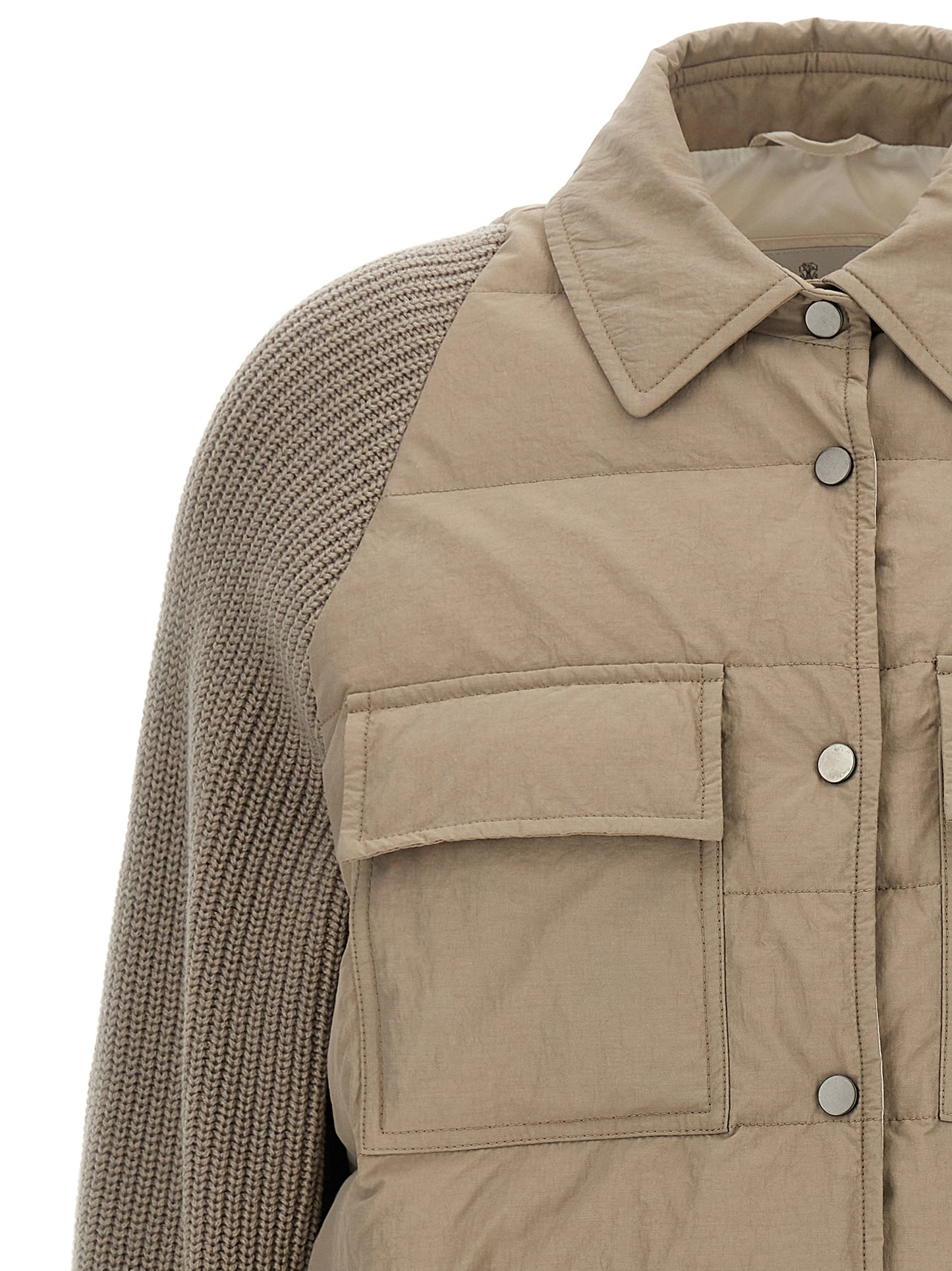 Two-material 'Shiny Flap Detail' down jacket Casual jackets, parka