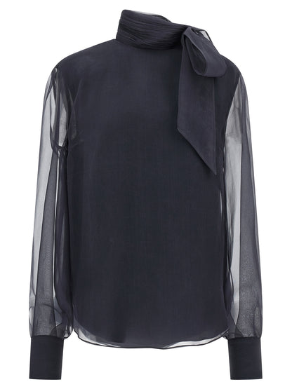 Silk blouse with lavallière Sweater, cardigans