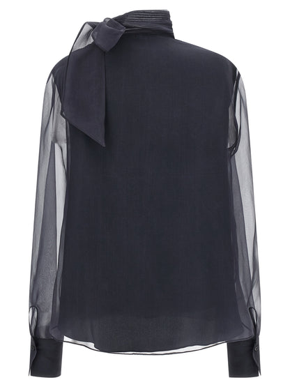 Silk blouse with lavallière Sweater, cardigans