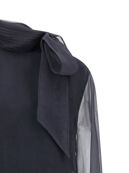 Silk blouse with lavallière Sweater, cardigans