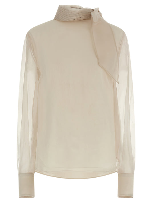 Silk blouse with lavallière Sweater, cardigans