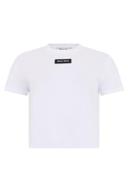 Miu Miu Cropped T-shirt with logo
