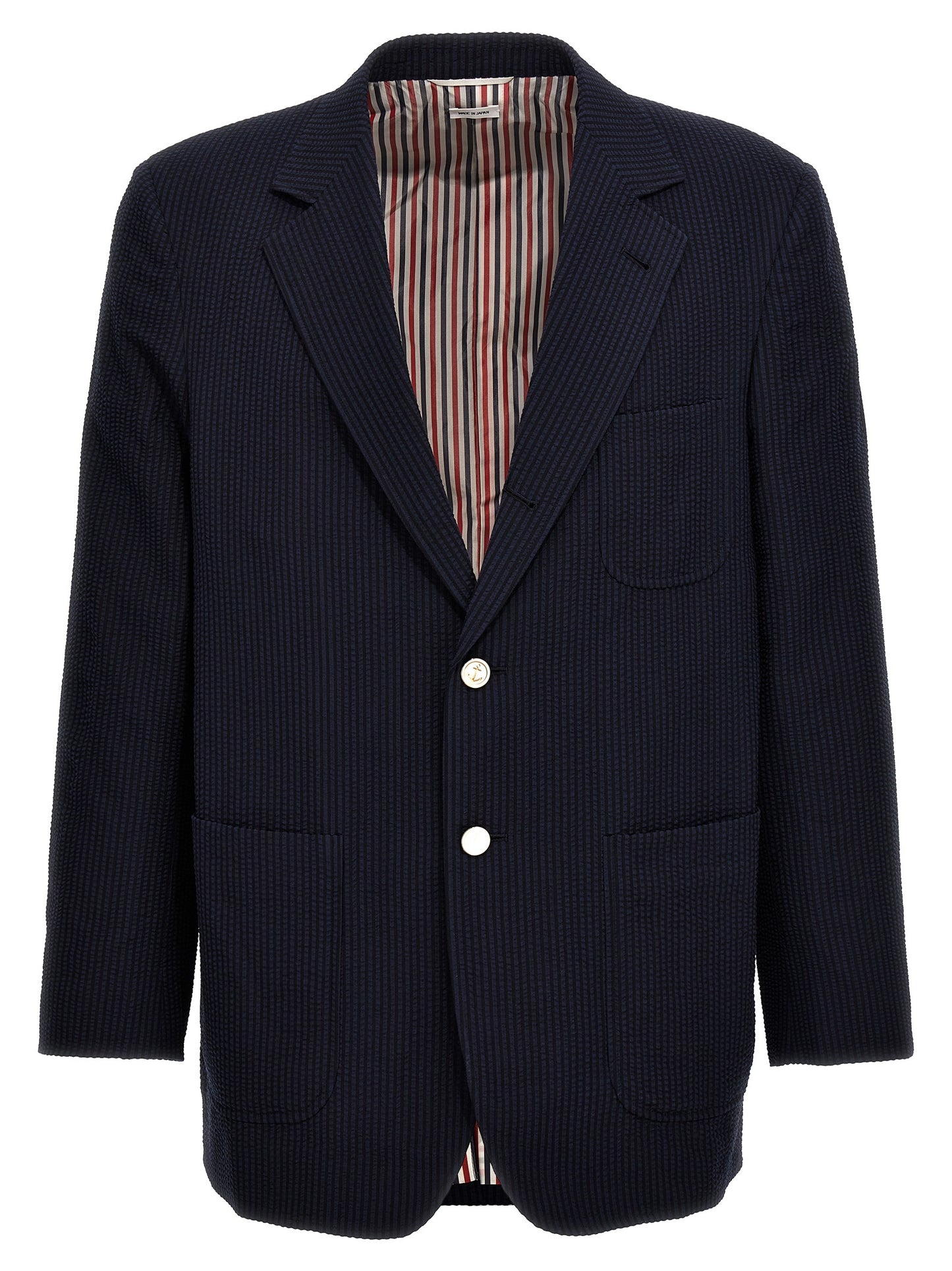 Single-breasted seersucker blazer Blazer