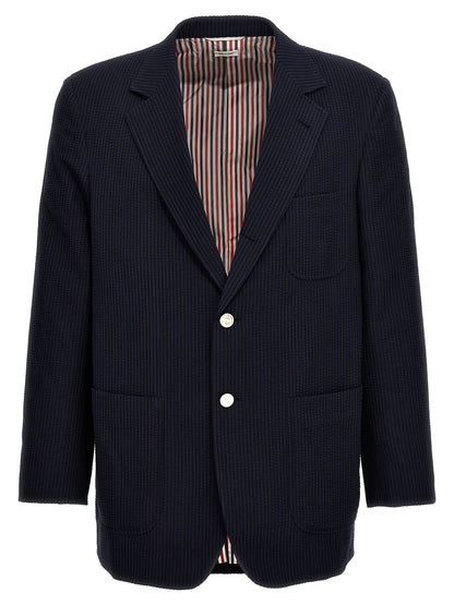 Single-breasted seersucker blazer Blazer