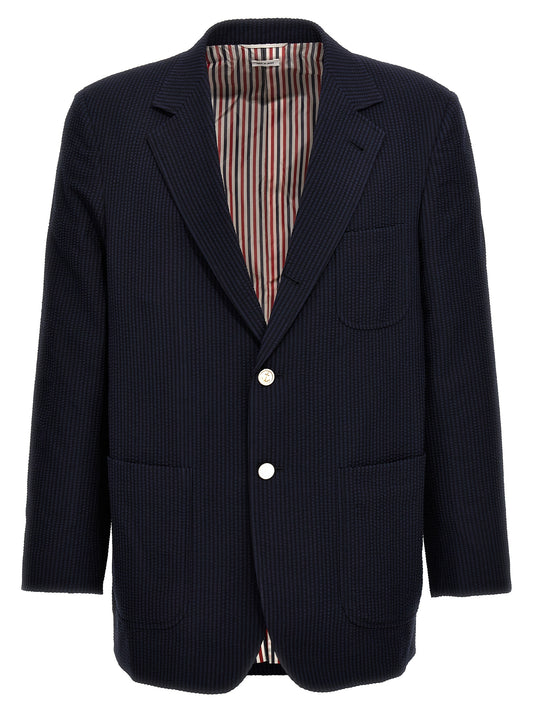 Single-breasted seersucker blazer Blazer