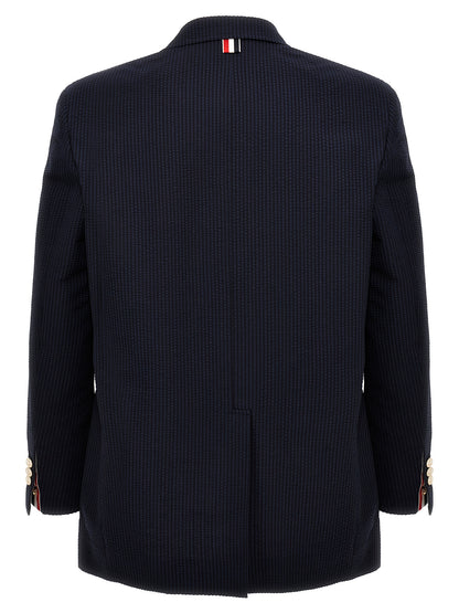 Single-breasted seersucker blazer Blazer