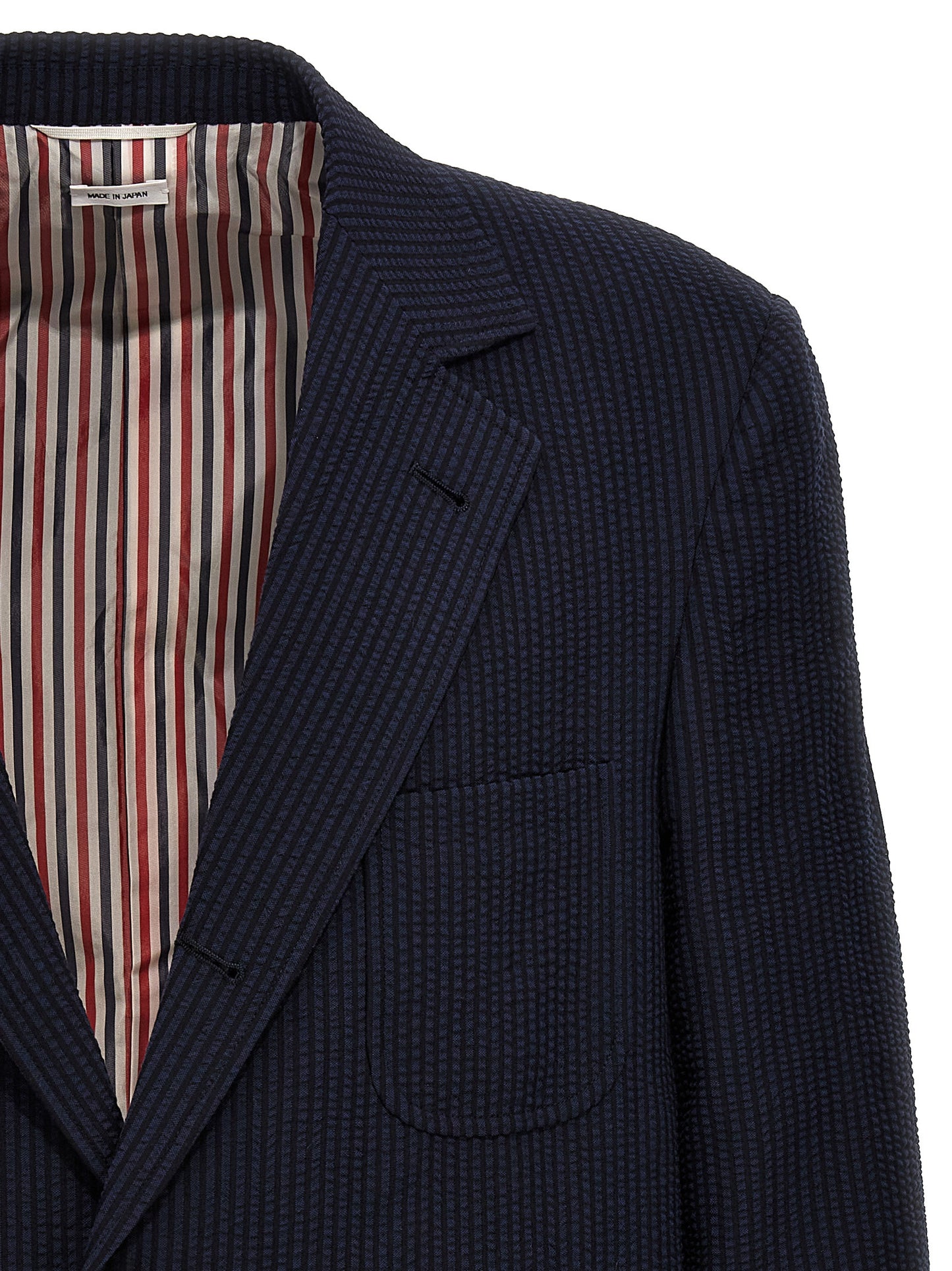 Single-breasted seersucker blazer Blazer