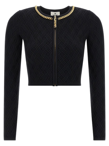Jewel zip puller cardigan Sweater, cardigans