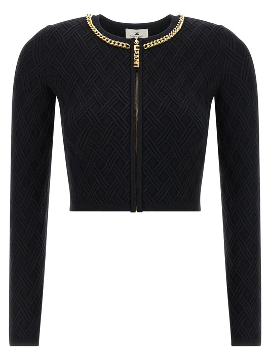 Jewel zip puller cardigan Sweater, cardigans