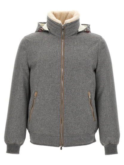Sherling neck bomber jacket Down jacket, Parka, Casual jackets