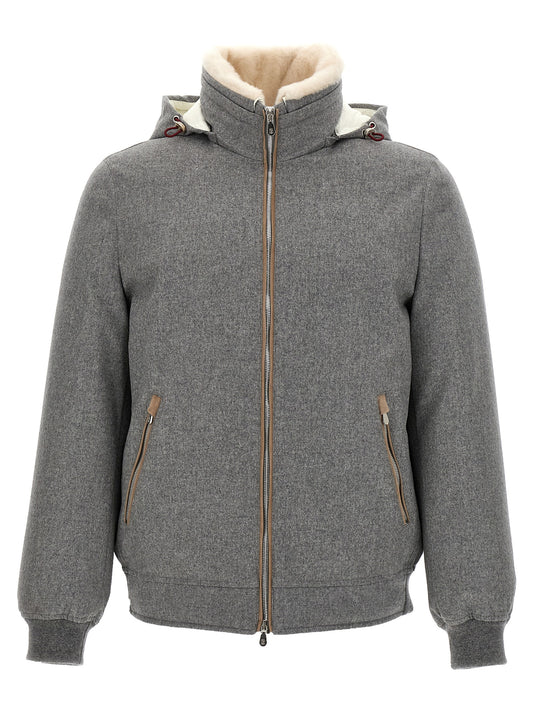 Sherling neck bomber jacket Down jacket, Parka, Casual jackets